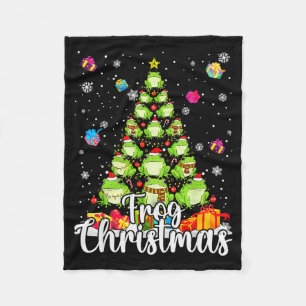 Th Cute Frog Christmas Tree Pajama Matching Costum Fleece Blanket