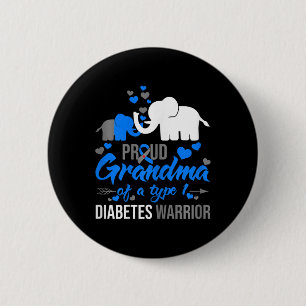 Th Proud Grandma Of A Type 1 Diabetes Warrior Elep 2 Inch Round Button