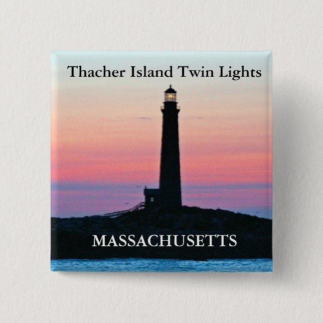 Thacher Island Twin Lights, Massachusetts Button (Front)