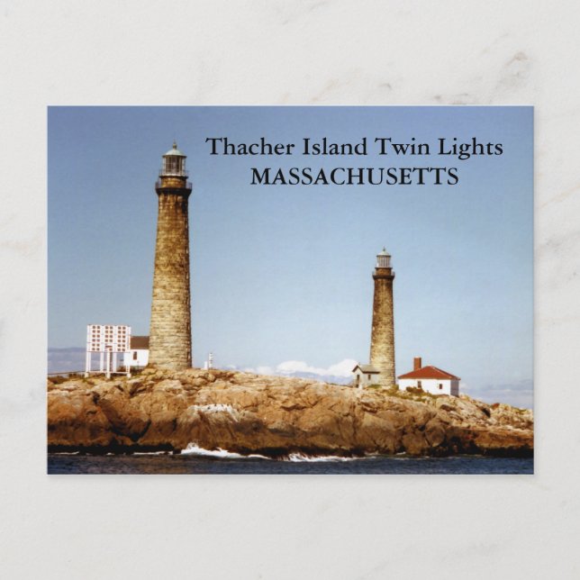 Thacher Island Twin Lights, Massachusetts Postcard (Front)