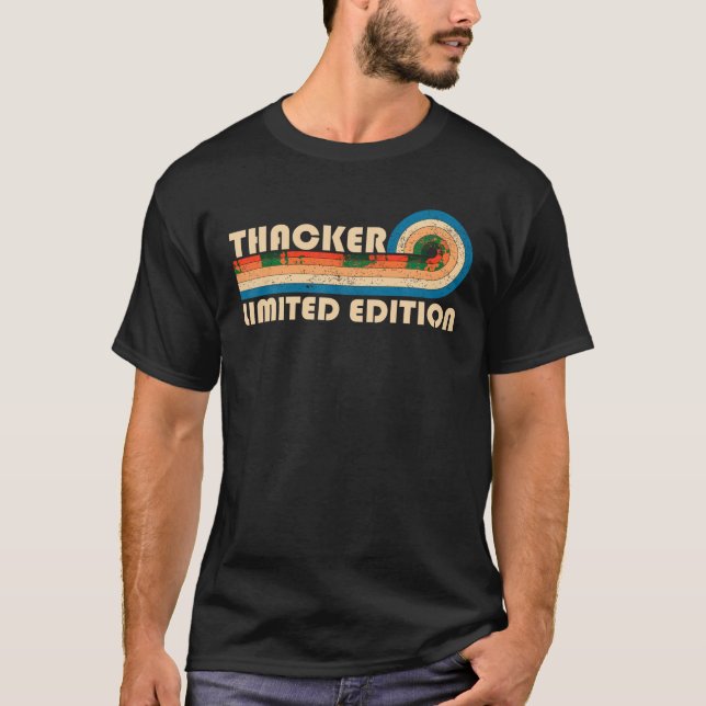 THACKER Surname Retro Vintage 80s 90s Birthday Reu T-Shirt (Front)