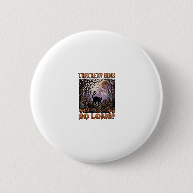 Thackery Binx Black Cat Halloween Graveyard Bats_1 2 Inch Round Button (Front)
