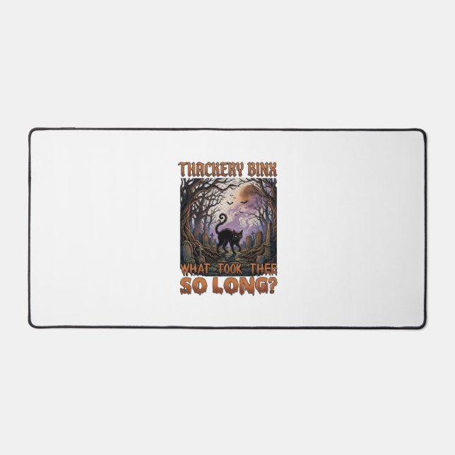 Thackery Binx Black Cat Halloween Graveyard Bats_1 Desk Mat (Front)