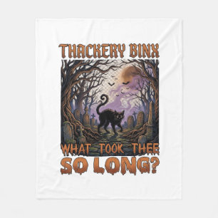 Thackery Binx Black Cat Halloween Graveyard Bats_1 Fleece Blanket