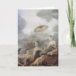 Thai antique style print greeting card