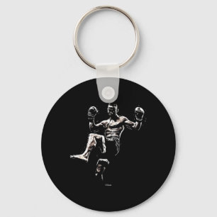 THAI BOXER MMA FIGHTER KICKING KEYCHAIN