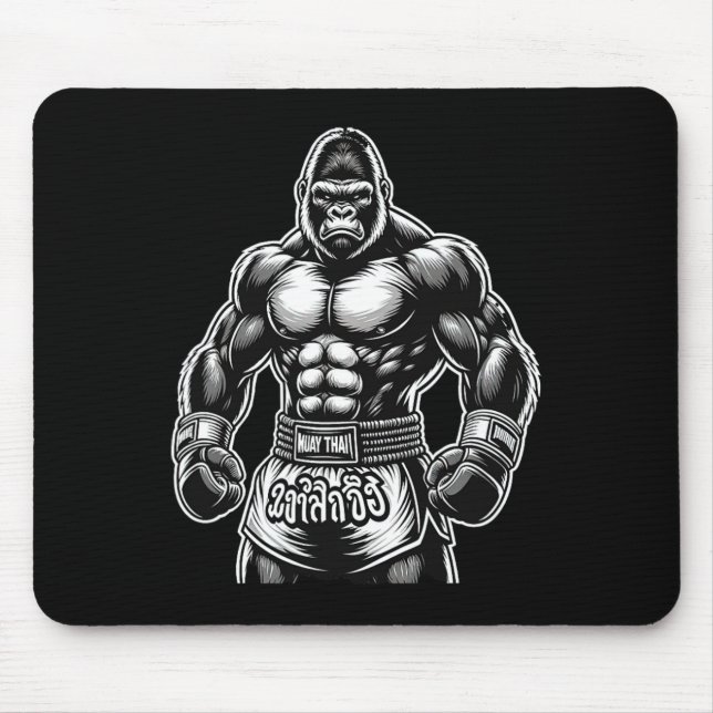 Thai Boxing And Kickboxing - Muay Thai Gorilla  Mouse Pad (Front)