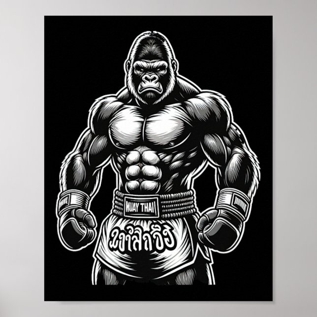Thai Boxing And Kickboxing - Muay Thai Gorilla  Poster (Front)