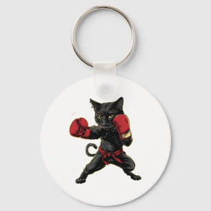 Thai Boxing Cat Funny Meau Thai Martial Arts  Keychain