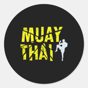 Thai Boxing - Muay Thai Boxer Kickboxing Classic Round Sticker