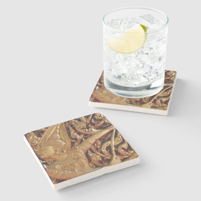 Thai Buddhist Temple Detail Stone Coaster (Side)