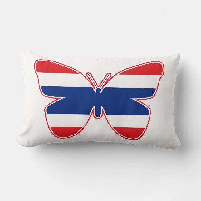 Thai Butterfly Flag Lumbar Pillow (Front)