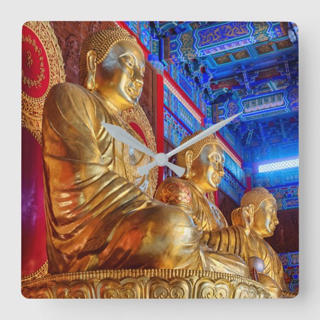 Thai China Buddha Image statue Square Wall Clock (Front)