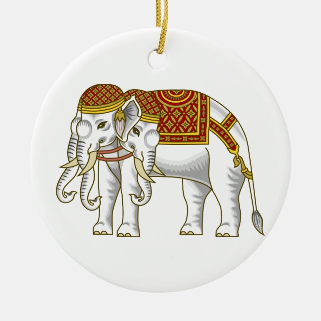Thai Erawan White Elephant Ceramic Ornament (Front)