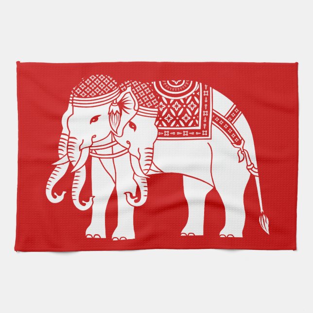 Thai Erawan White Elephant Kitchen Towel (Horizontal)