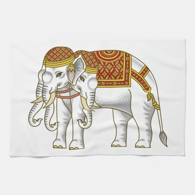 Thai Erawan White Elephant Kitchen Towel (Horizontal)