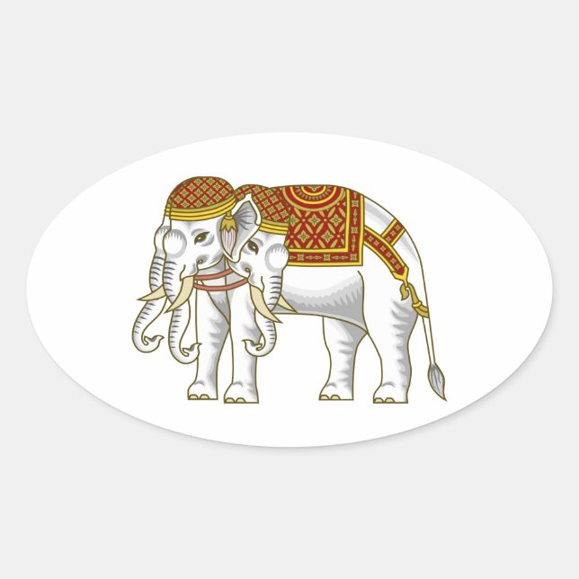 Thai Erawan White Elephant Oval Sticker (Front)