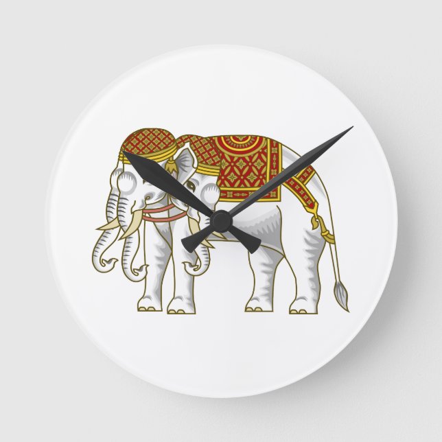 Thai Erawan White Elephant Round Clock (Front)