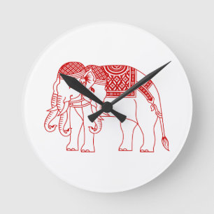 Thai Erawan White Elephant Round Clock