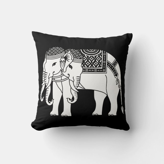 Thai Erawan White Elephant Throw Pillow (Front)