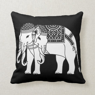 Thai Erawan White Elephant Throw Pillow