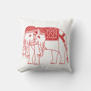 Thai Erawan White Elephant Throw Pillow