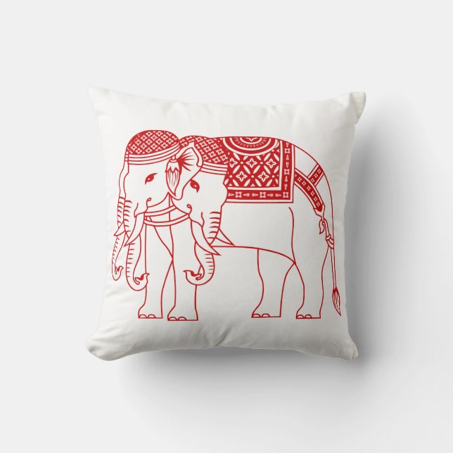 Thai Erawan White Elephant Throw Pillow (Front)