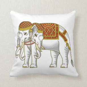 Thai Erawan White Elephant Throw Pillow