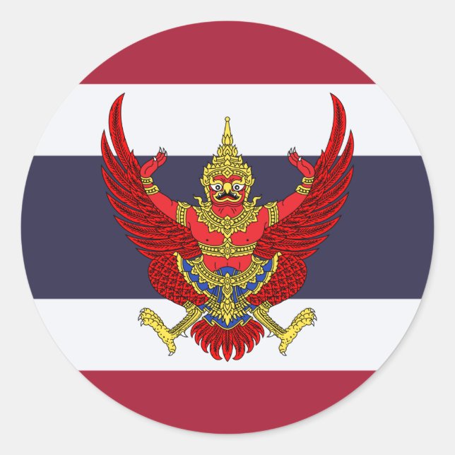 Thai Flag & Emblem, Flag of Thailand Classic Round Sticker (Front)