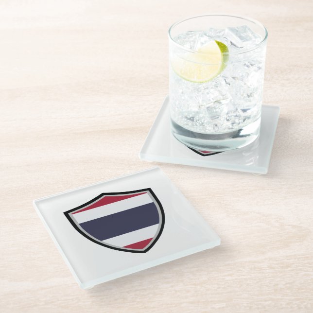 Thai flag glass coaster (Angled)