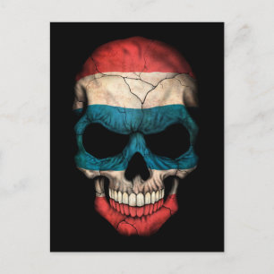 Thai Flag Skull on Black Postcard