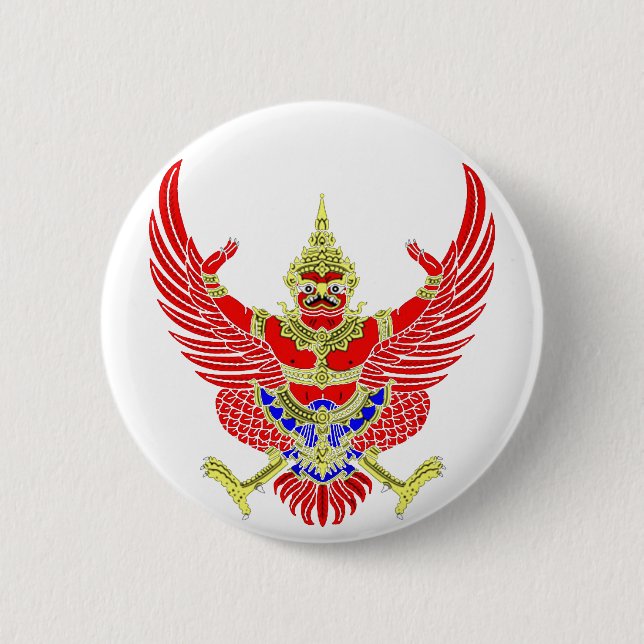 THAI GARUDA - KROOTH - SANSKRIT 2 INCH ROUND BUTTON (Front)