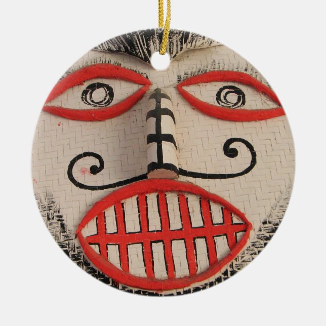 Thai Ghost Face, Phi Ta Khon Mask Festival, Loei Ceramic Ornament (Front)