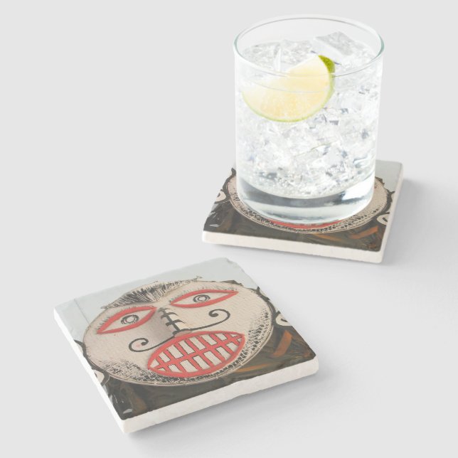 Thai Ghost Face, Phi Ta Khon Mask Festival, Loei Stone Coaster (Side)