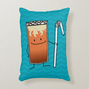 Thai Iced Tea & Bendy Straw Happy Drink Thailand Decorative Pillow