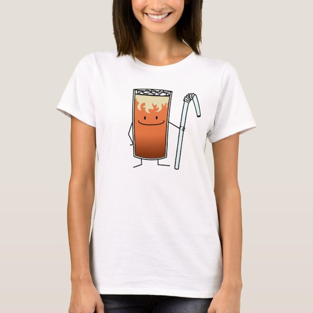 Thai Iced Tea & Bendy Straw Happy Drink Thailand T-Shirt (Front)