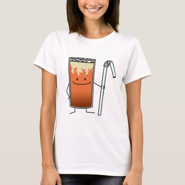 Thai Iced Tea & Bendy Straw Happy Drink Thailand T-Shirt (Front)