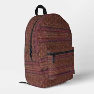 Thai Ikat Inspired Earthy Woven textile pattern Printed Backpack