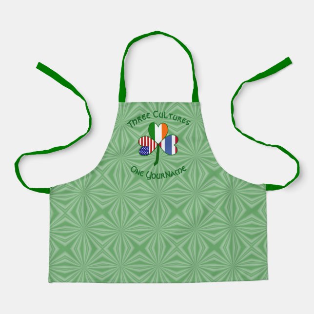 Thai Irish American Flags Shamrock Personalized  Apron (Front)