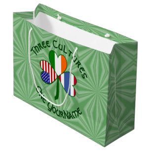 Thai Irish American Shamrock Flag Personalized Large Gift Bag