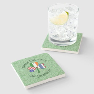 Thai Irish American Shamrock Flag Personalized  Stone Coaster