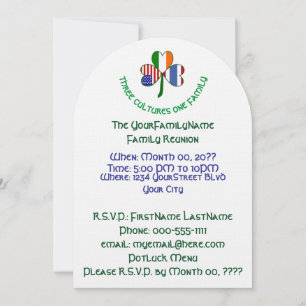 Thai Irish USA Shamrock Family Reunion Invitation