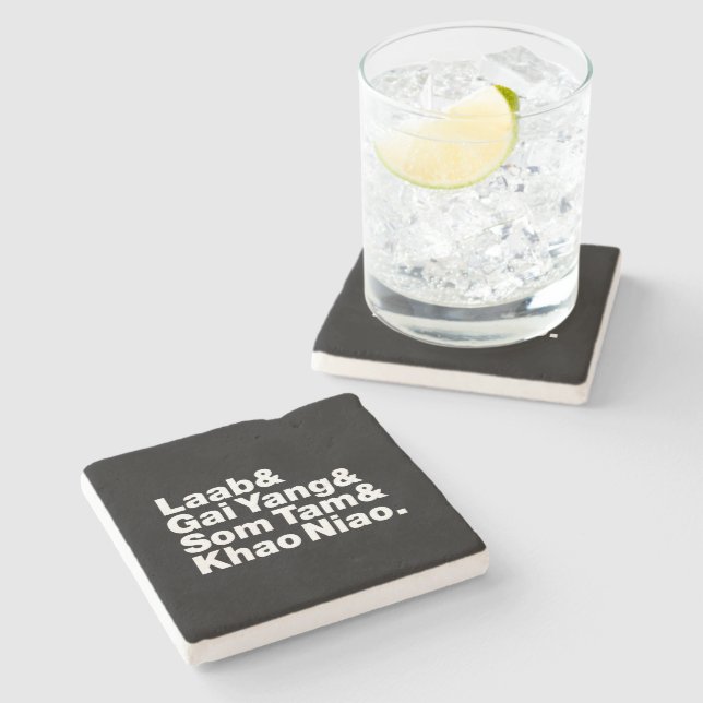 Thai Isaan Street Food Stone Coaster (Side)