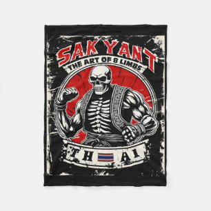 Thai Kickboxing Sak Yant Tattoo Skeleton- The Art Fleece Blanket