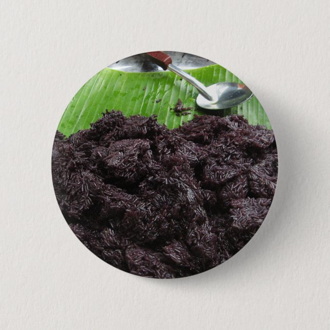 Thai Lao Black Sticky Rice [Khao Niao Dam] 2 Inch Round Button (Front)