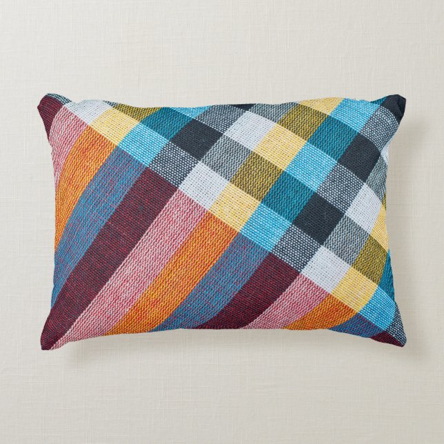 Thai Loincloth: Closeup Fabric Texture. Accent Pillow (Front)