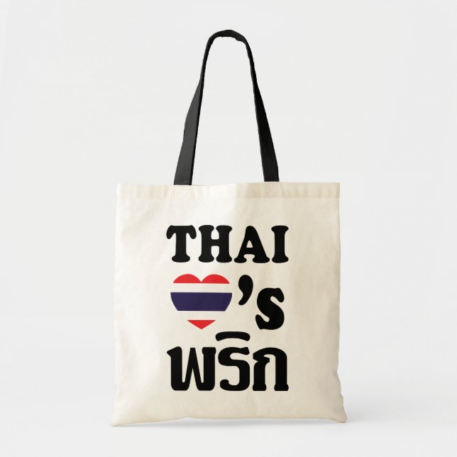 THAI LOVE PHRIK (CHILI) ❤ Thai Food Tote Bag (Front)