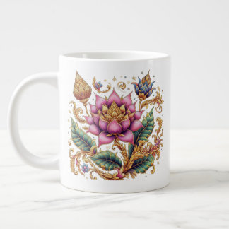 Thai Motif Flower Large Coffee Mug