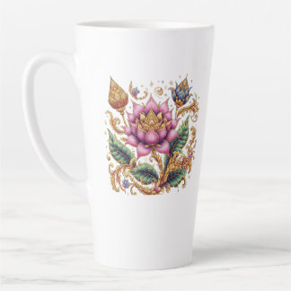 Thai Motif Flower Large Latte Mug