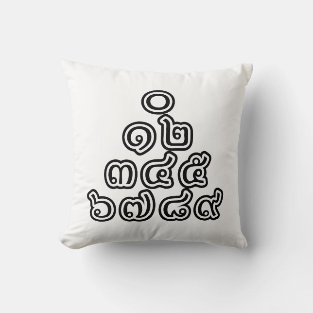 Thai Numbers Pyramid ♦ Thai Language Script ♦ Throw Pillow (Front)